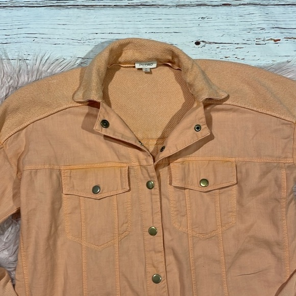 Pilcro Anthropologie Jacket Distressed Terry Shacket Utility Peach - Picture 7 of 10